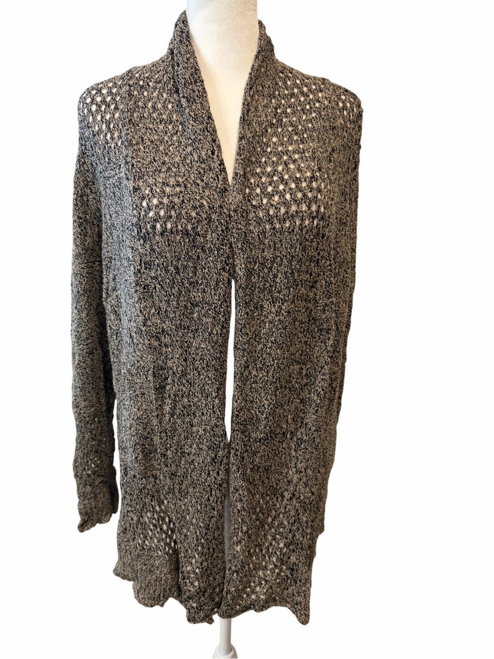 Belldini Open-Front Brown & Black Marled Open Front Knit Cardigan. Size 1X.